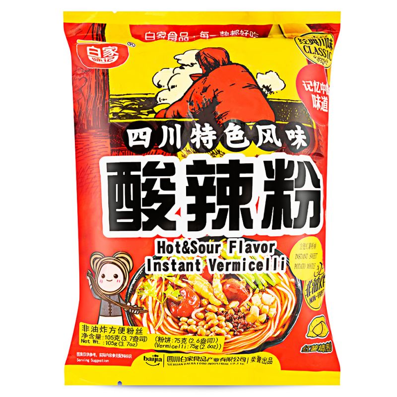 Click Here To Enlarge This Photo Of Bai Jia Hot & Sour Flavour Instant Vermicelli 白家 酸辣粉 方便紅薯粉絲
