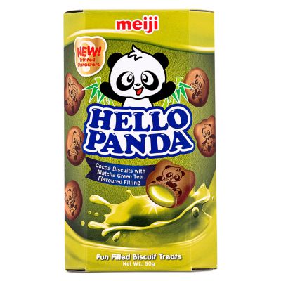 Meiji Hello Panda Cocoa Biscuits with Matcha Green Tea Flavoured Filling 抹茶夾心餅