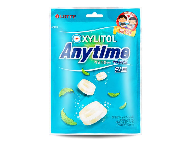 Click Here To Enlarge This Photo Of Lotte Xylitol Anytime Milk & Mint Candy 롯데 애니타임 민트갠디