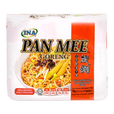 INA Pan Mee Goreng Dried Chilli Shrimp Flavour 三巴蝦米乾撈板麵