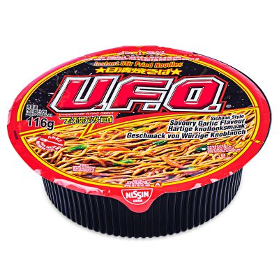 Nissin UFO Instant Stir Fried Noodles &lpar;Sichuan Style Savoury Garlic Flavour&rpar; 日清 飛碟炒麵 &lpar;四川香蒜味&rpar;