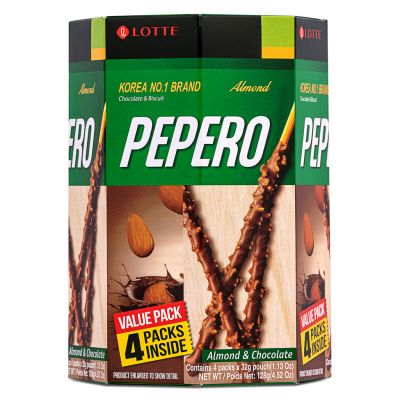 Lotte Pepero Chocolate Coated Biscuits Stick with Crushed Almonds &lpar;Almond&rpar; Multipack