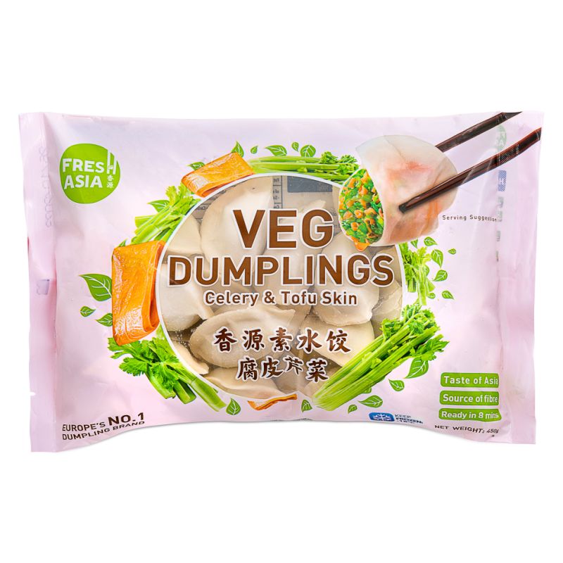 Click Here To Enlarge This Photo Of Freshasia Veg Dumplings &lpar;Celery & Tofu Skin&rpar; 香源 素水餃 &lpar;腐皮芹菜&rpar;